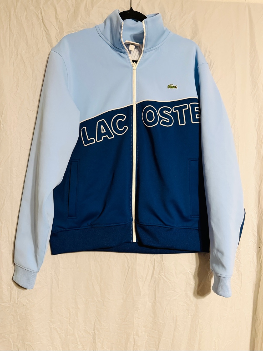 Lacoste L!VE Track Jacket Men’s Large Blue Navy Colorblock Big Logo Full Zip